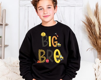 Embroidered Big Brother Construction Sweatshirt, Toddler Sibling Matching Top