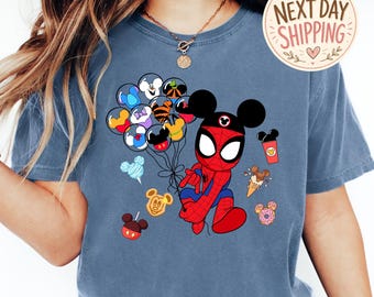 Comfort Colors Mickey Spider-Man Comfort Colors Shirt, Disney Snacks Vacation Tee
