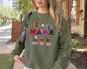 Custom Spiderman Mama Sweatshirt, Spider Family Hoodie, Kids Names Included