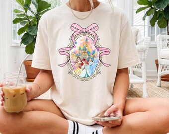 Watercolor Princess Coquette Bow T-Shirt, Magic Kingdom Disneyland Girl Shirt