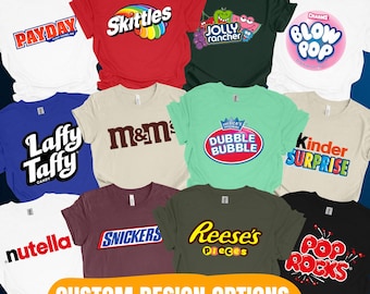 Personalized Candy Brand Halloween Tee, Matching Family Candy Group Costume