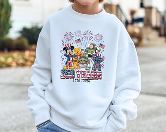 Walt Disney 4th Of July 2026, Patriotic Hoodie, 250 Years of Independence Sweatshirt, Mickey And Friends USA 250th Anniversary Sweatshirt