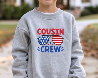 Cousin Crew Matching Sweatshirt, Patriotic 4th of July Hoodie, USA Family Apparel