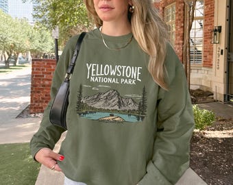 Yellowstone National Park Landscape Sweatshirt, Vintage Travel Hoodie