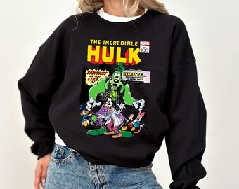 Disney Mickey Mouse And Friends The Incredible Hulk Comic Sweat, The Incredible Goofy Hulk Sweatshirt, Avenger Comic Fan Hoodie