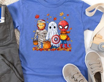 Superhero Halloween Kids Shirt, Trick or Treat Costume Tee, Spooky Season Boys Girls T-Shirt, Family Halloween Outfit