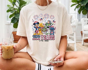 Disney Characters  4th Of July Shirt, Patriotic Disney 250 Years of Freedom 2026 Shirt, Independence Day Tee, Disney America 250 Years Shirt