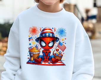 Spiderman 4th of July Sweatshirt, Patriotic Superhero Hoodie