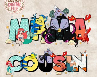 Little Mermaid Custom Text Png DIGITAL FILE
