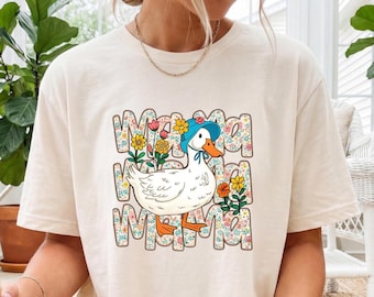 Floral Mama Goose Shirt, Mother's Day Gift, Women Duck Mama Apparel