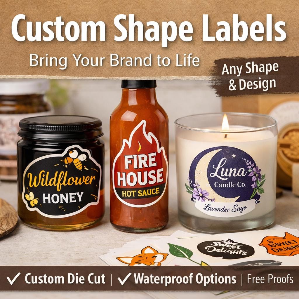 Custom Printed Labels & Stickers | Business Logo Packaging (waterproof
