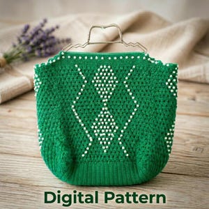 Crochet Beaded Bag Pattern PDF, Nylon Pearl Handbag Tutorial, Diamond Design Purse, DIY Beginner Crochet Bag Pattern