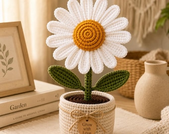 Crochet Daisy Flower Pot Pattern PDF, Amigurumi Potted Plant Pattern, Crochet Flower Pattern, Easy Beginner Download, Home Decor Gift