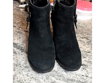 Franco Fortini Black Suede Ankle Booties with Side Buckle