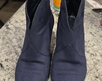 Lord & Taylor Navy Suede Pointed Ankle Booties