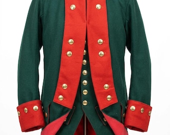 18th Century Regimental Tailcoat – Custom Green Wool Military Officer Tunic