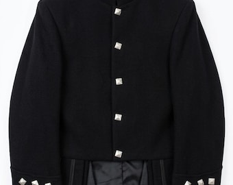 Sheriffmuir Doublet Black Wool Jacket with Vest | Traditional Scottish Military Kilt Blazer