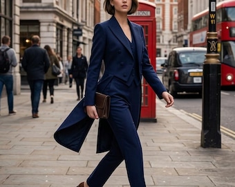 Custom Navy Blue Tailcoat Suit: Victorian Equestrian Dressage Jacket (Double-Breasted)