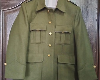 Custom Made WW2 British Officer Service Dress Jacket – Olive Green 1940s Field Tunic