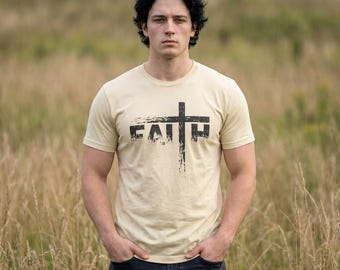 Faith Cross distressed graphic Tee | Religious Christian shirt