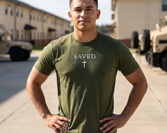 Saved Cross | T-Shirt, Christian Faith Typography Tee