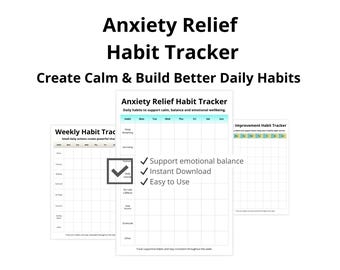 Anxiety Habit Tracker Printable | Stress Relief Planner | Mental Health Tracker PDF | Self Care Printable