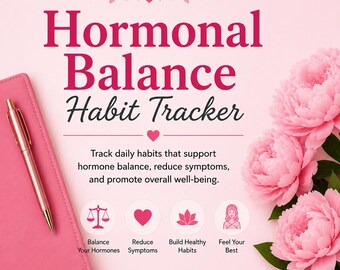 Hormonal Balance Habit Tracker | Women's Wellness Planner | Hormone Health Printable PDF | Cycle Tracking | Self Care Planner
