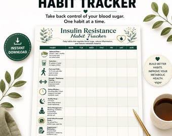 Insulin Resistance Habit Tracker | Blood Sugar Tracker | Prediabetes Planner | PCOS Wellness Tracker | Metabolic Health Printable PDF