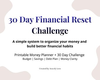 30 Day Financial Reset Challenge | Budget Planner Workbook | Debt Payoff Planner | Money Organization Printable | Spanish PDF