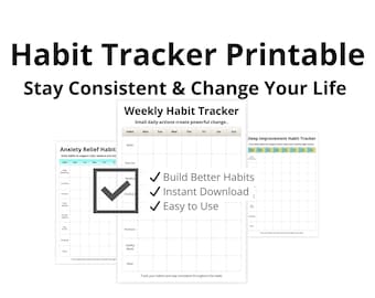 Habit Tracker Printable | Weekly Habit Tracker PDF | Build Better Habits | Digital Download Planner | Minimal Habit Tracker