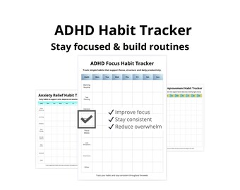 ADHD Habit Tracker Printable, Daily Routine Planner, Focus & Productivity Tracker, Neurodivergent Planner, Instant Download PDF