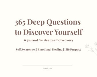 365 Deep Questions Journal | Self Discovery Journal | Shadow Work Journal | Personal Growth Workbook | Printable Journal Prompts PDF