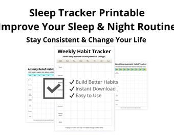 Sleep Habit Tracker Printable | Sleep Improvement Planner | Night Routine Tracker PDF | Digital Download