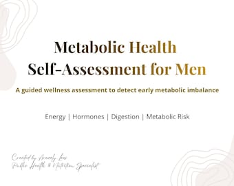 Metabolic Health Self Assessment for Men | Wellness Evaluation PDF | Functional Health Checklist | Metabolic Test | Printable Spanish PDF