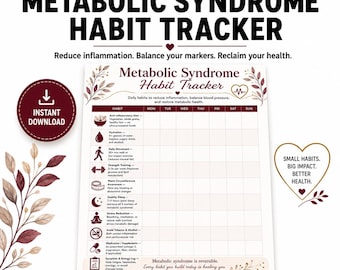 Metabolic Syndrome Habit Tracker | Prediabetes Planner | Inflammation Tracker | Printable PDF | Instant Download