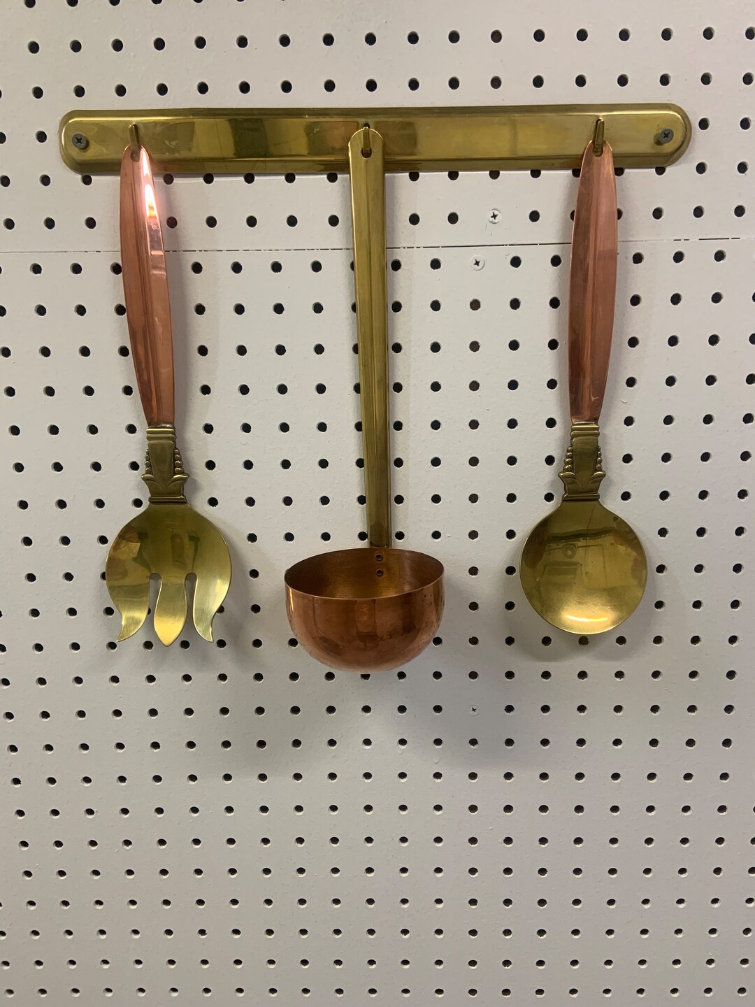 Hanging Kitchen Utensils Copper Brass Hanging Utensils Set of 3 Soup