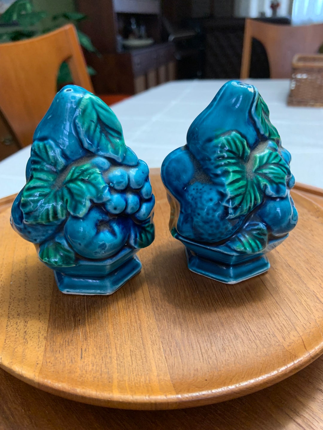 Vintage Inarco Japan Salt and Pepper Shakers Mood Indigo 1960's Green