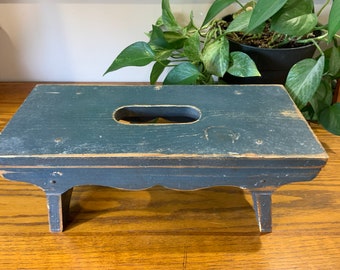 Wooden Step Stool or Milking Stool Children's Step Stool Rustic Blue Farmhouse Stool  Primitive Step Stool