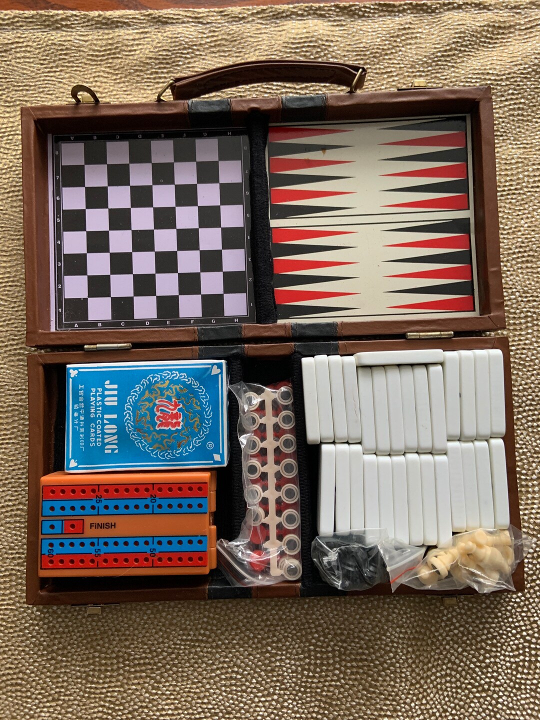 Vintage Travel Board Game Set Backgammon Chess Board Travel Etsy