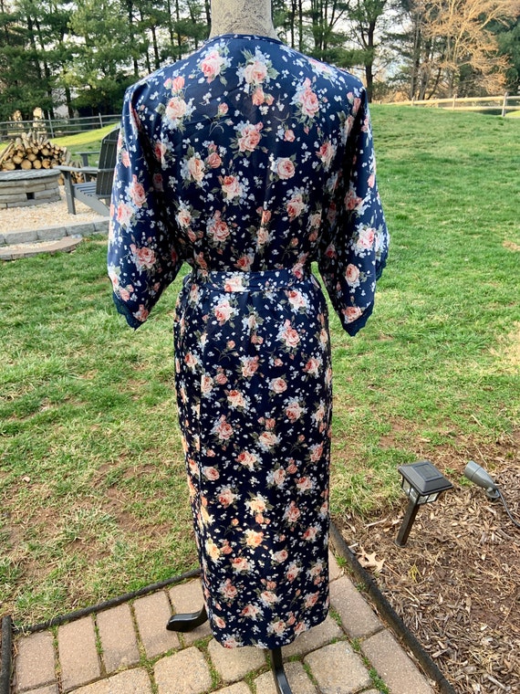 Vintage Floral Robe Lightweight Dressing Gown wit… - image 4