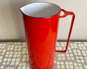 Vintage Red Dansk Pitcher Red Kobenstyle Enamelware Pitcher Red Kitchen Decor Mid Century Modern Design