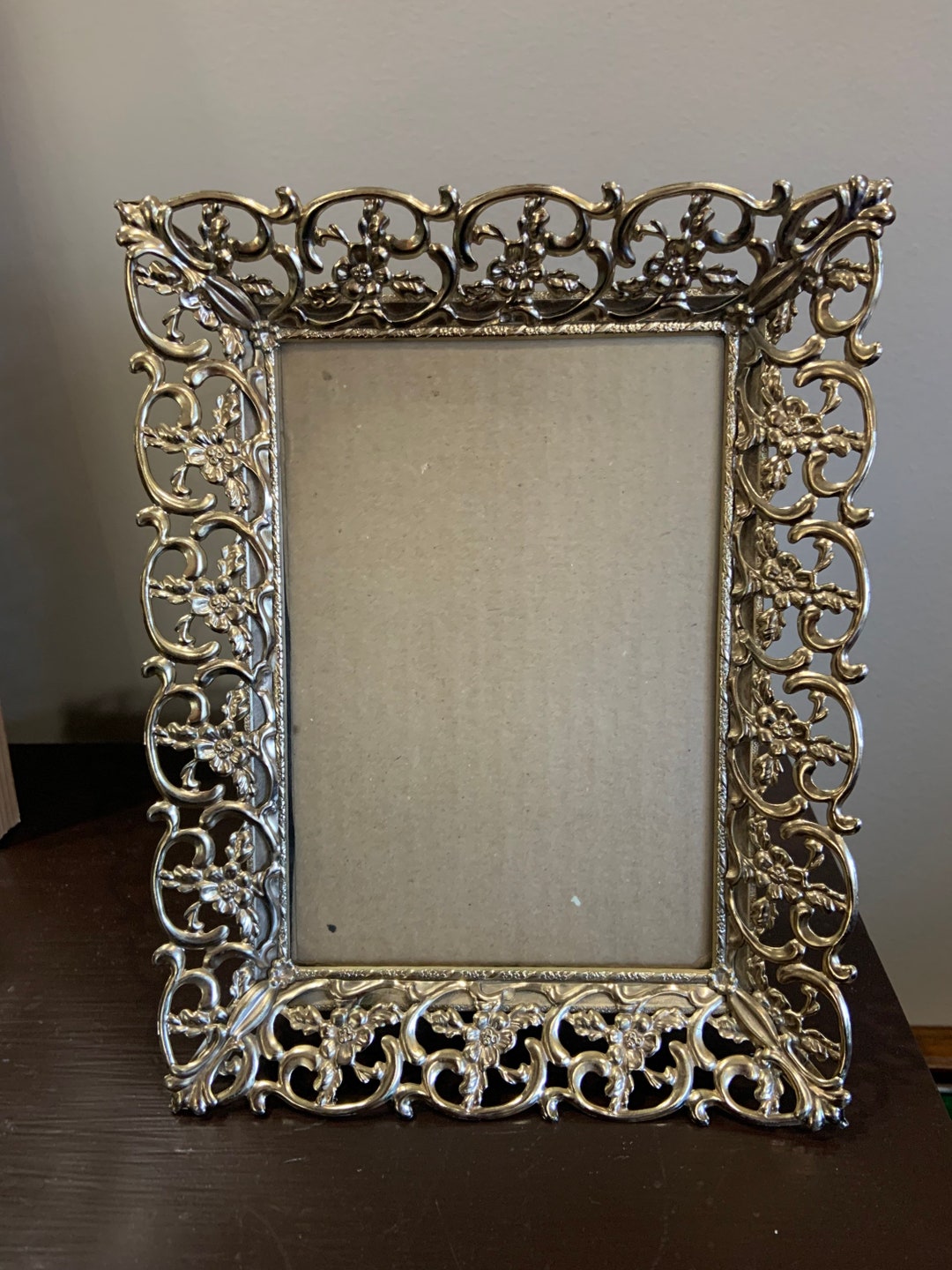 Vintage Ornate Gold Frame 5 X 7 Metal Easel Back Picture Frame Etsy