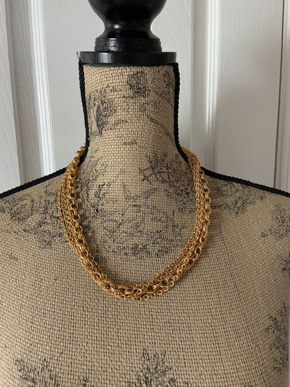 Vintage Gold Necklace 6 Strand Chain Necklace
