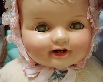 Antique 24” 1930’s Doll with Composition Body Sleepy Eyes Horsman