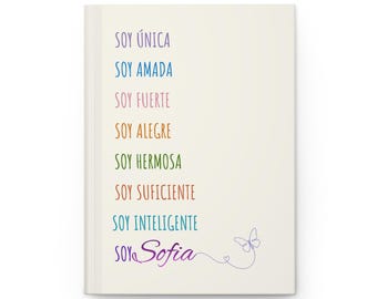 Personalized Spanish Affirmation Journal for Girls, Custom Name Notebook, Positive Gift