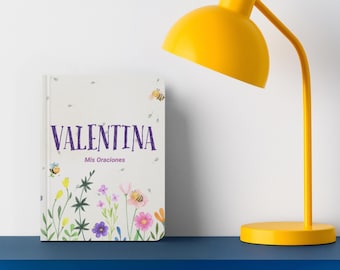 Floral Bee Notebook, Personalized Prayer Journal for Daughter, Spanish Christian Gift