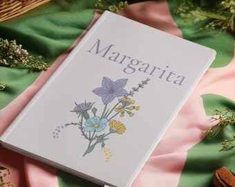 Custom Name Floral Hardcover Journal, Pastel Notebook for Women, Elegant Stationery