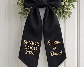 Embroidered Custom Senior Prom Bouquet Sash, Prom Couple Bouquet Sash, Custom Graduation Name Ribbon Sash, Monogram Ribbon, Gift for Senior