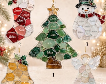 Personalized Family Christmas Ornament, Custom Shape Acrylic, Family Names and Year, Tree Stocking Snowman Bell Angel, Christmas Keepsake