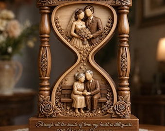 Personalized Couple Hourglass 2D Flat Wooden Block, Custom Couple Name Sign, Anniversary Keepsake, Wedding Gift for Couples